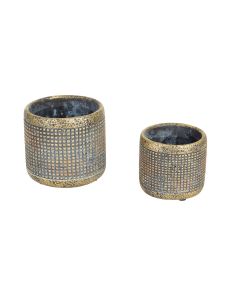MODERN METALLIC CEMENT FLOWER POT SET/2
